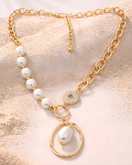 Ava Asymmetrical Pearl Link Necklace