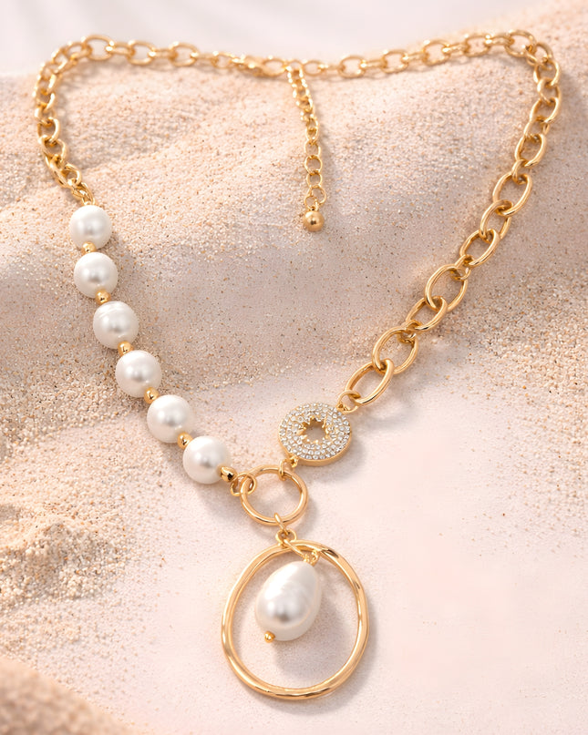 Ava Asymmetrical Pearl Link Necklace