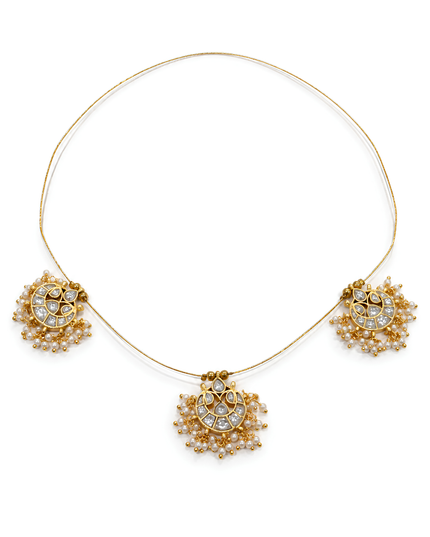 Wire Kundan Pearl Bloom Necklace Set