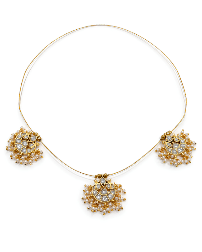 Wire Kundan Pearl Bloom Necklace Set
