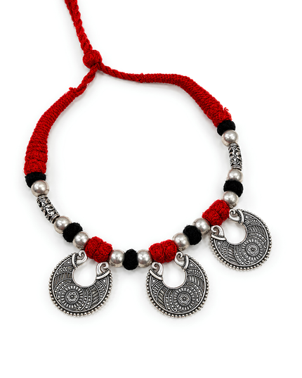Rama Antique Silver Oxidised Necklace Set