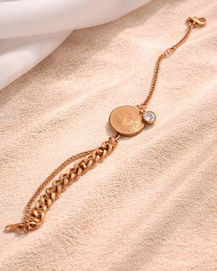 Coin Charm Layered Bracelet