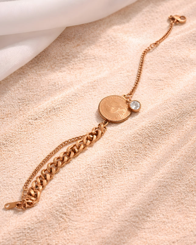 Coin Charm Layered Bracelet