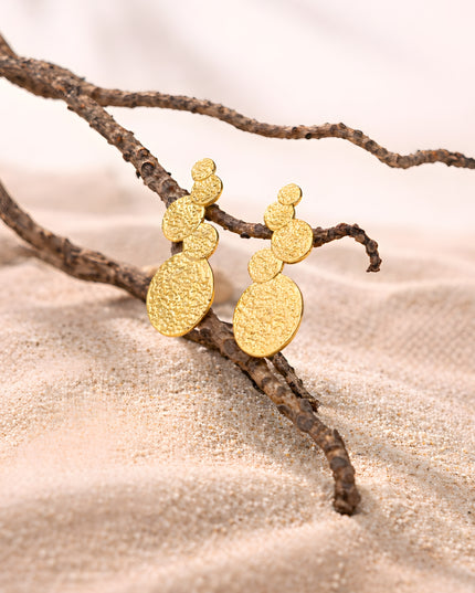 Textured Gold Drop Earrings