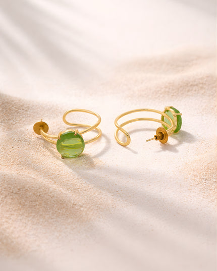 Crag Collection Green Stone Gold Wrap Earrings