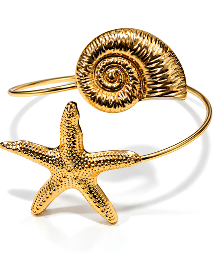Marina Golden Starfish & Seashell Wraparound Armlet