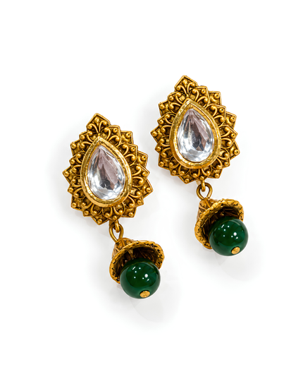 Green Beaded Temple Necklace Set