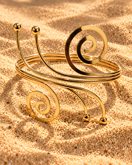 Serena Golden Double Spiral Wraparound Armlet