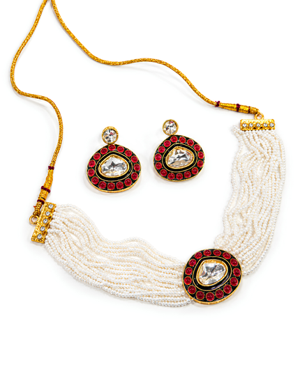 Ruby Heritage Pearl Necklace Set