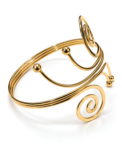 Serena Golden Double Spiral Wraparound Armlet