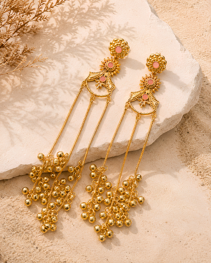 Kashmiri Style Floral Ghungroo Earrings