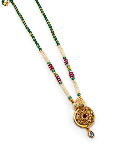 Treasure Green Beaded Temple Necklace Set