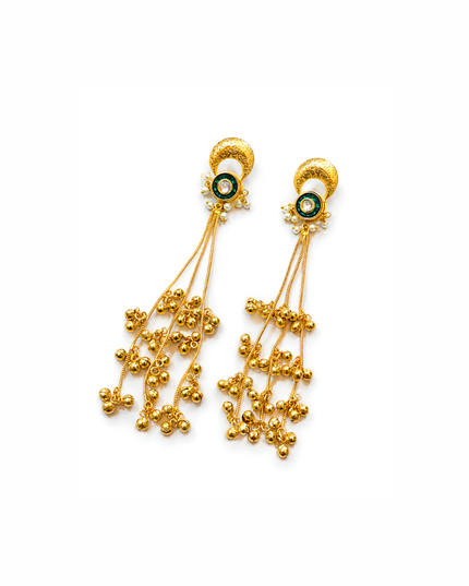 Kashmiri Style Emerald Jhumka Earrings