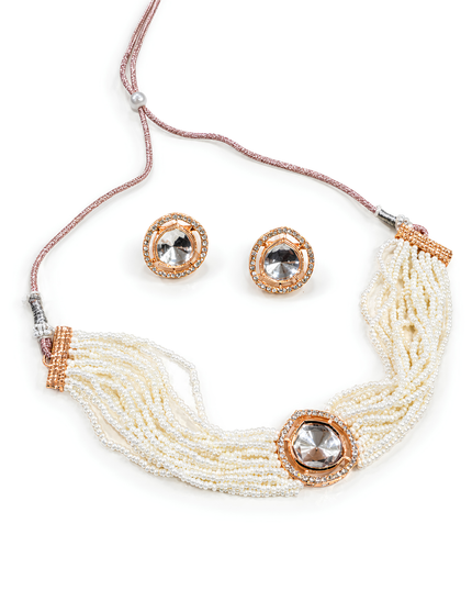 Pearl Elegance Kundan Necklace Set