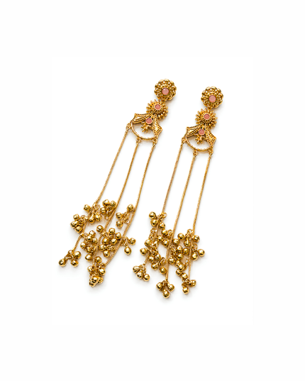 Kashmiri Style Floral Ghungroo Earrings