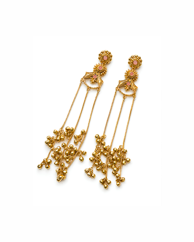 Kashmiri Style Floral Ghungroo Earrings