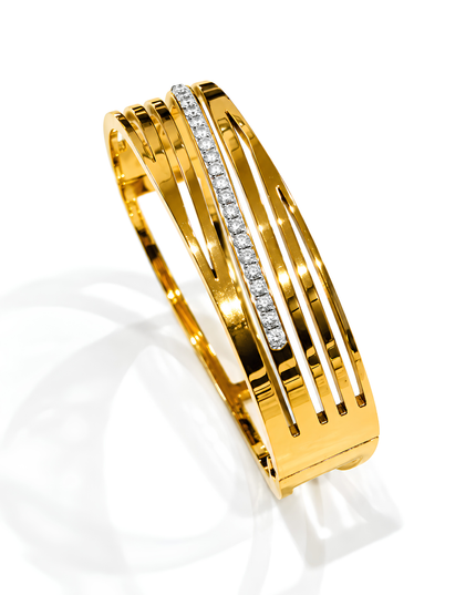 Aurelia Gold Plated Crystal Line Statement Bangle