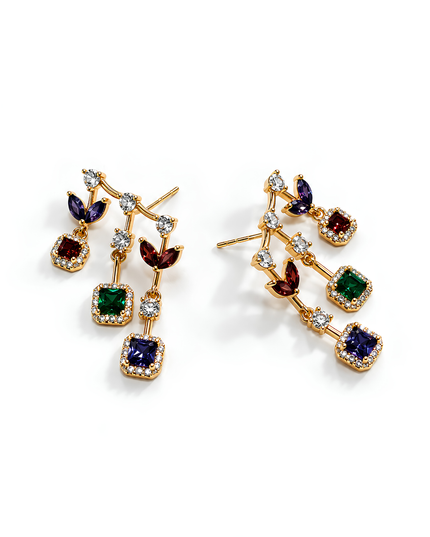 Aurora Multicolour Crystal Floral Drop Earrings