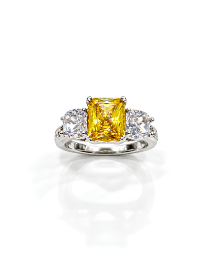 Zarina Yellow Solitaire & Crystal Statement Ring