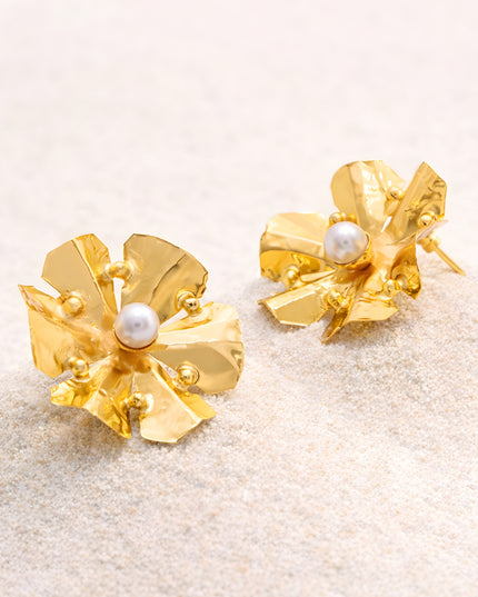 Flower Shaped Feather Earring