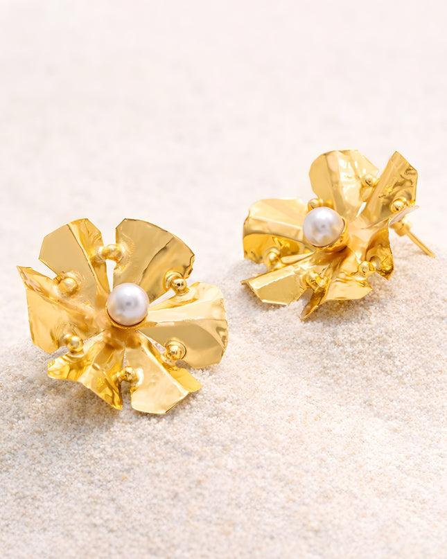 Flower Shaped Feather Earring