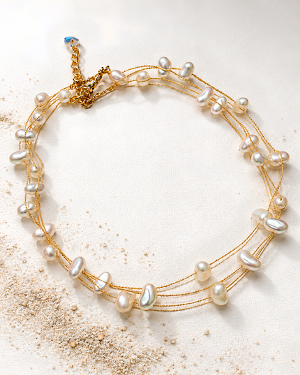 Pearl Aura Multi-Layer Fancy Chain Necklace