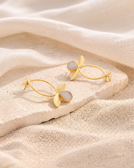 Crag Ivory Leaf Hoops