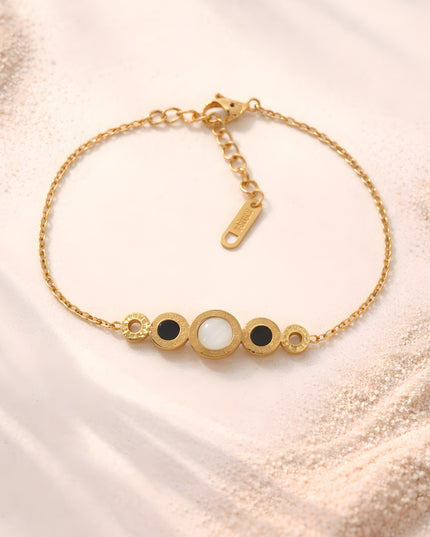 Celeste Circle Bar Bracelet – Gold & Black Enamel