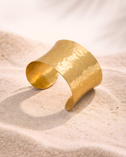 Gold-Tone Hammered Wide Cuff Bracelet