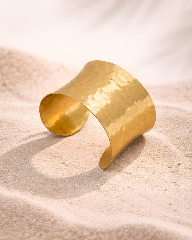 Gold-Tone Hammered Wide Cuff Bracelet