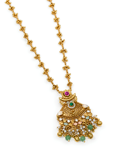Royal Emerald & Pearl Statement Necklace Set