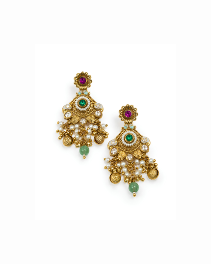 Royal Emerald & Pearl Statement Necklace Set