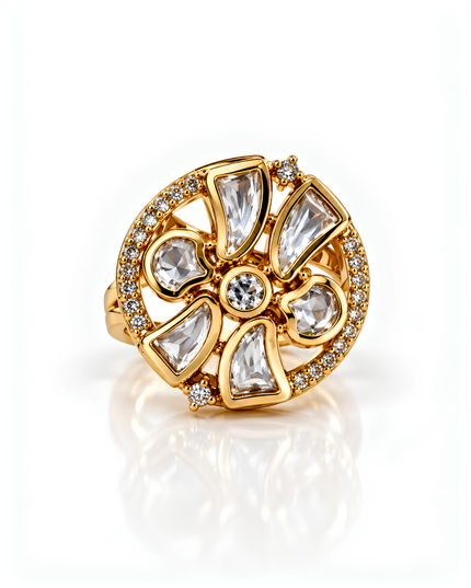 Aurelia Gold Plated Crystal Floral Statement Ring