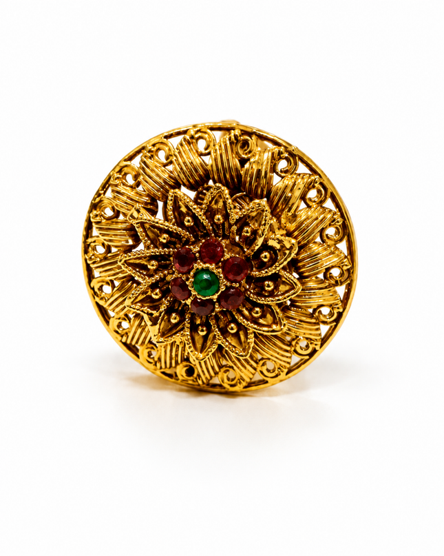 Royal Heritage Multicolour Floral Gold-Plated Statement Ring