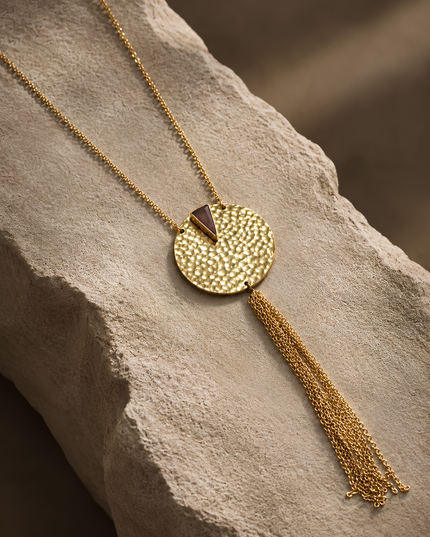 Textured Gold Tassel Pendant