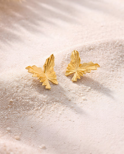 Titlee Radiant Fan Gold Stud Earrings