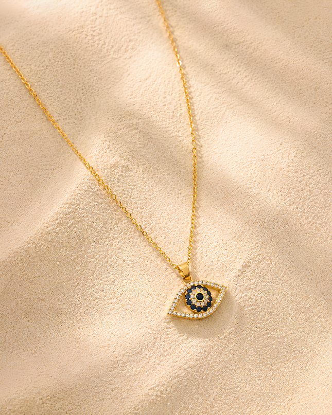 Nazar Fancy Chain Necklace - Evil Eye Gold Tone Pendant
