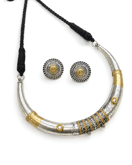 Silver Gold Tribal Necklace Set