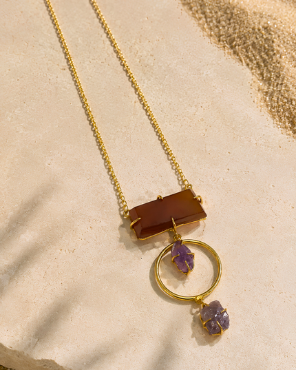 Crag Purple Stone Statement Pendant