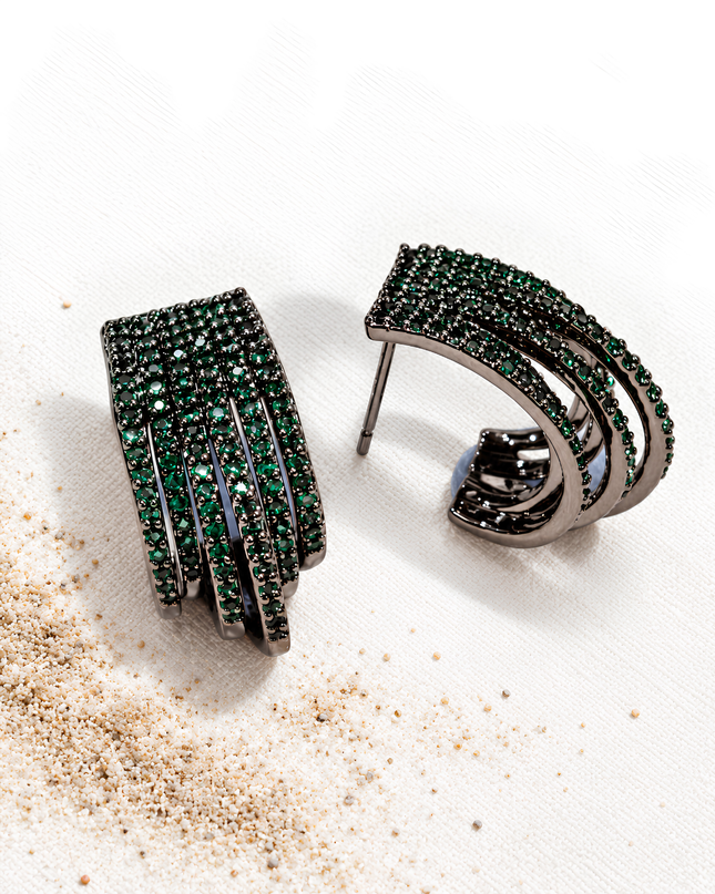 Esmera Emerald Green Multi-Layer Hoop Earrings