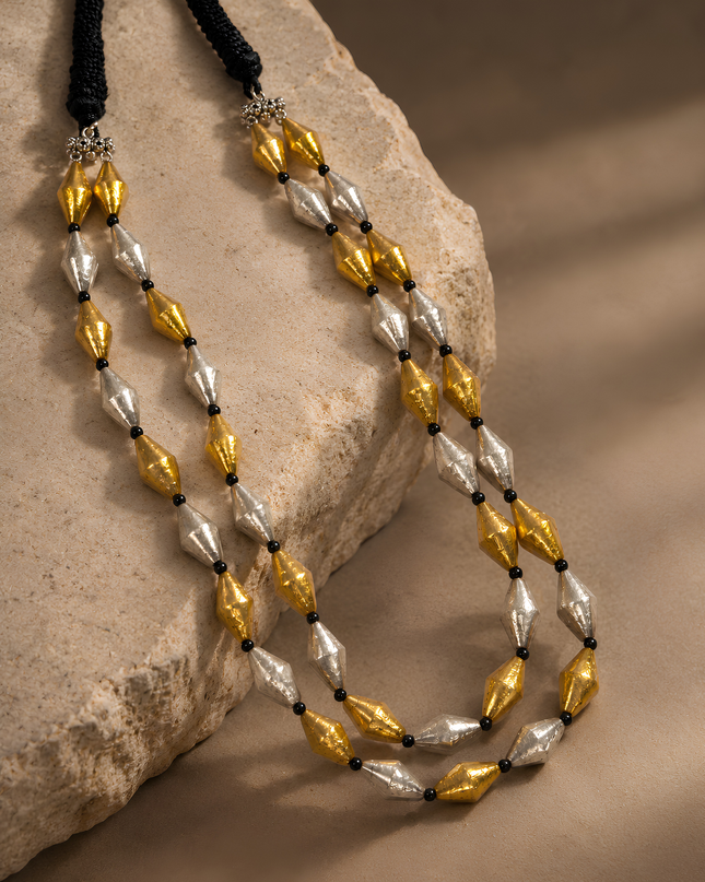 Dual-Tone Facet Layered Necklace