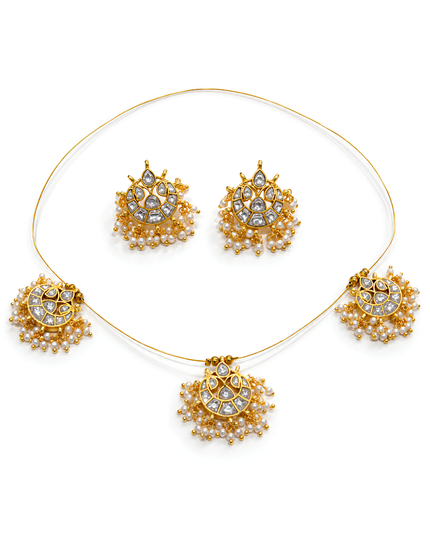 Wire Kundan Pearl Bloom Necklace Set