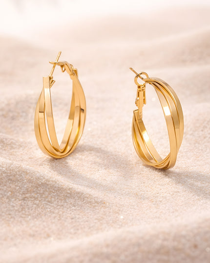 Triple Line Gold Hoops
