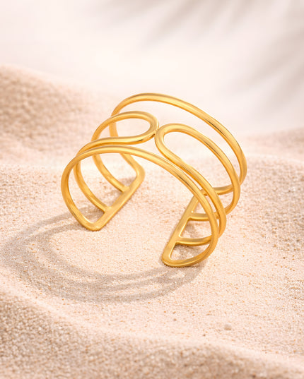 Gold-Tone Multi-Layer Open Cuff Bracelet