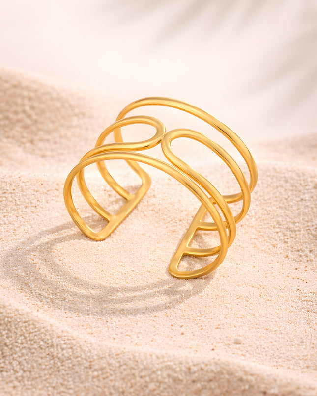 Gold-Tone Multi-Layer Open Cuff Bracelet