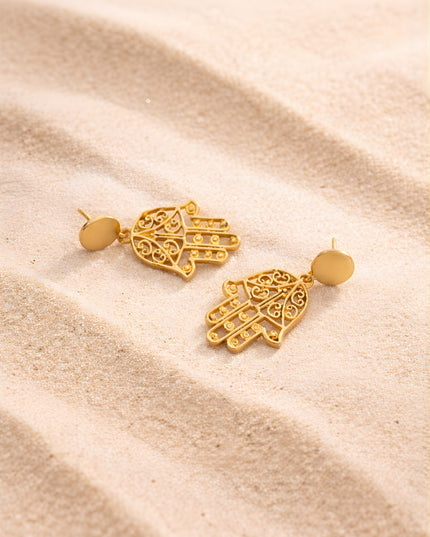 Mini Jewels Hamsa Hand Gold Earrings – Protection & Luck Charm