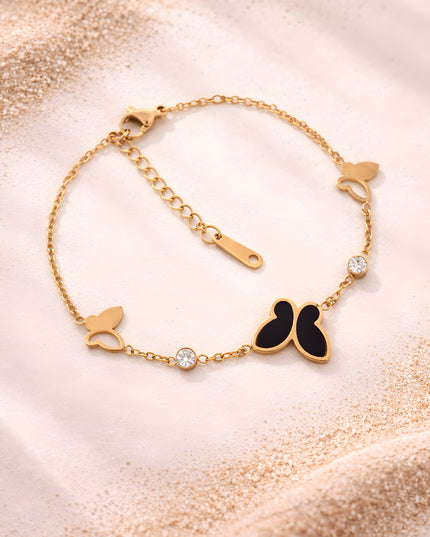 Noir Flutter Butterfly Bracelet – Gold & Black