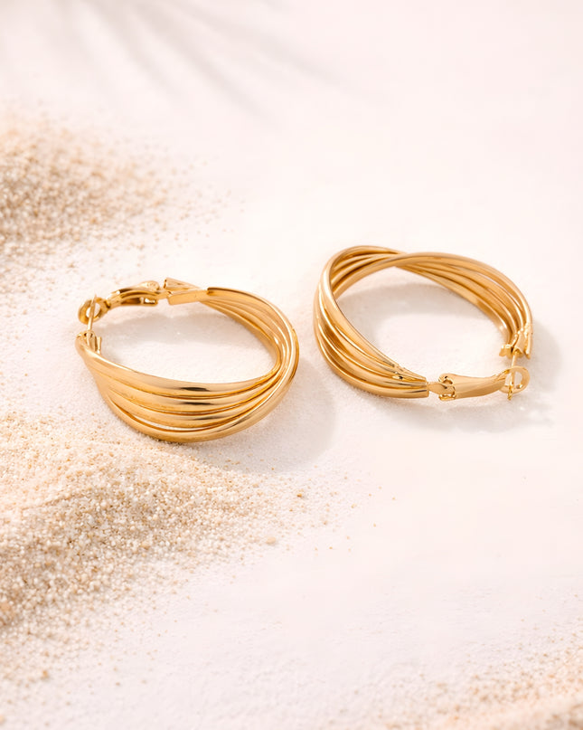 Rage Layered Curve Hoop Earrings