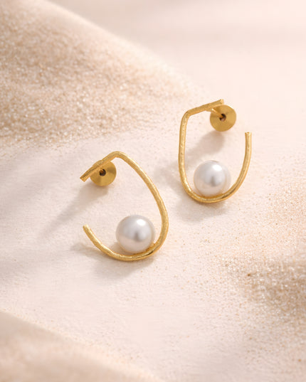 Pearl Arc Stud Earrings