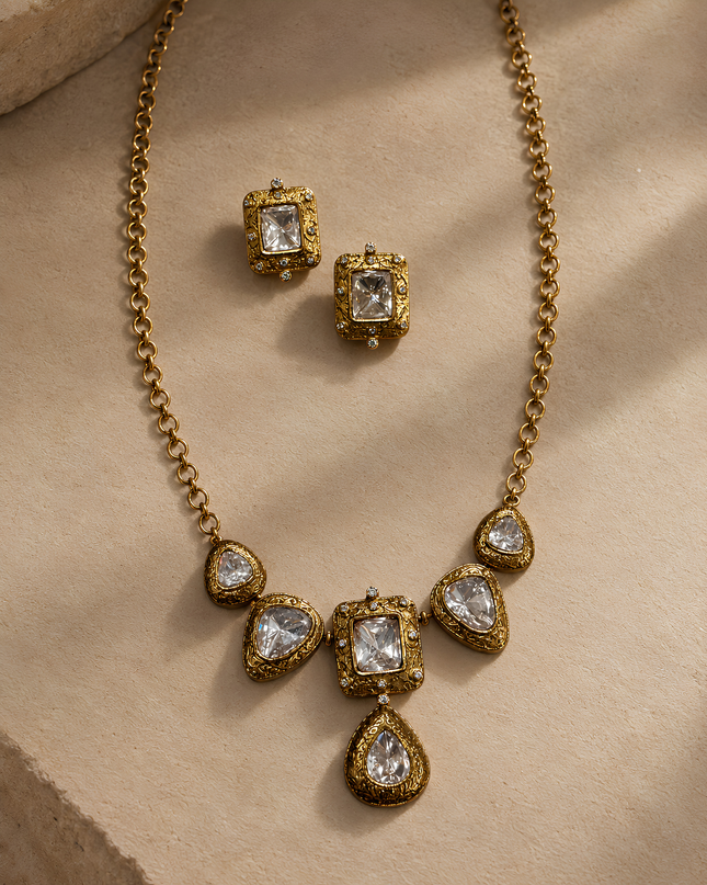 Majestic Crystal Teardrop Necklace Set